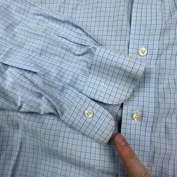 Brooks Brothers Button Up Dress Shirt 16.5 36 Blue Check Traditional Fit Cotton - Picture 5 of 10